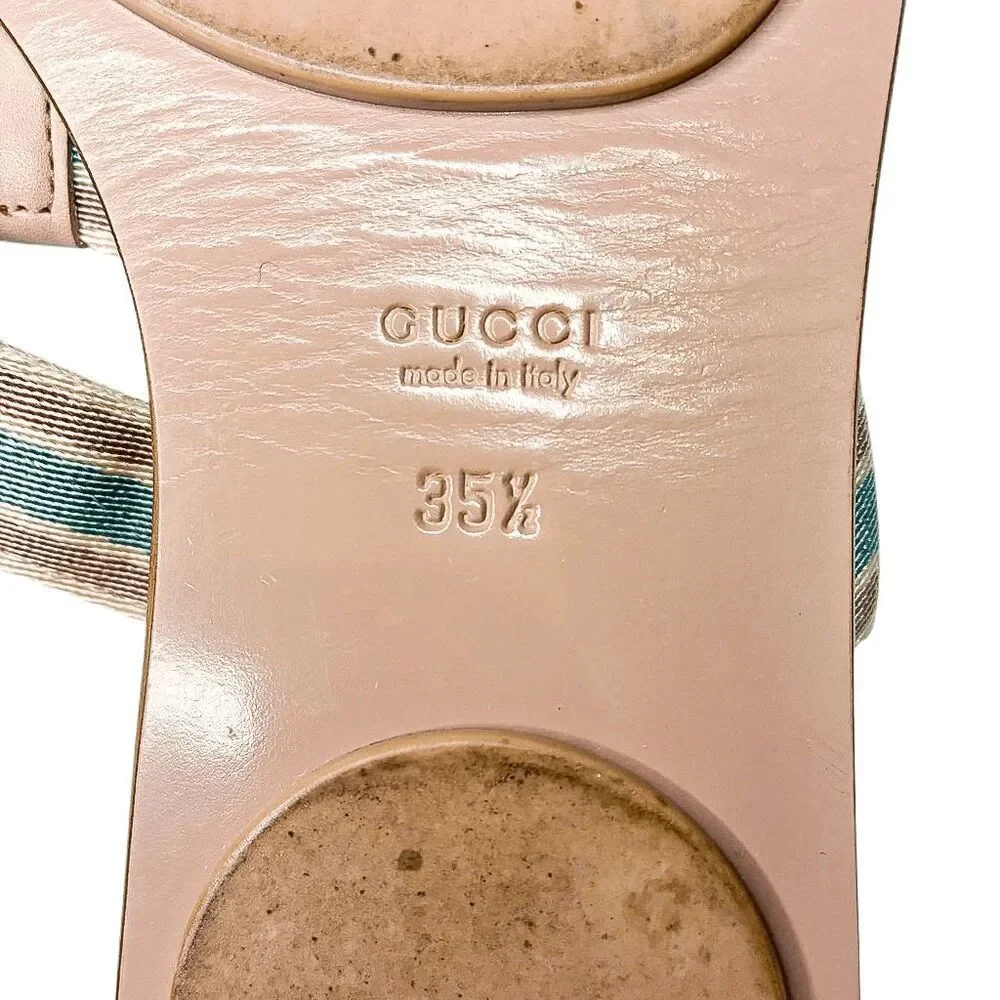 Gucci GG Web Stripe Thong Sandals EU 35.5 US 5.5 Mauve Flip Flop Slide Flat Heel - Picture 10 of 10